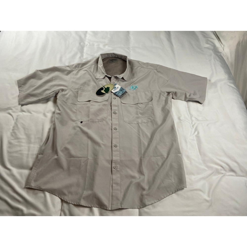 Mossy Oak Fishing Shirt Mens XL Tan NEW Short Sleeve Ventilated RMOWS10983